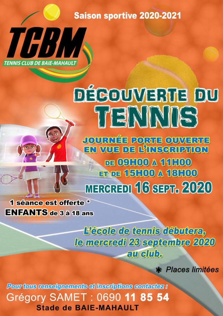 Journée découverte  Tennis Club De Baie Mahault – TCBM le 16 septembre