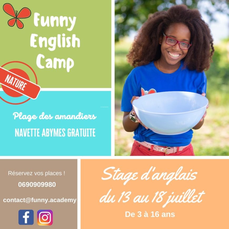 FUNNY ENGLISH CAMP NATURE – Sainte Rose – Du 7 au 10 juillet 3/16 ans