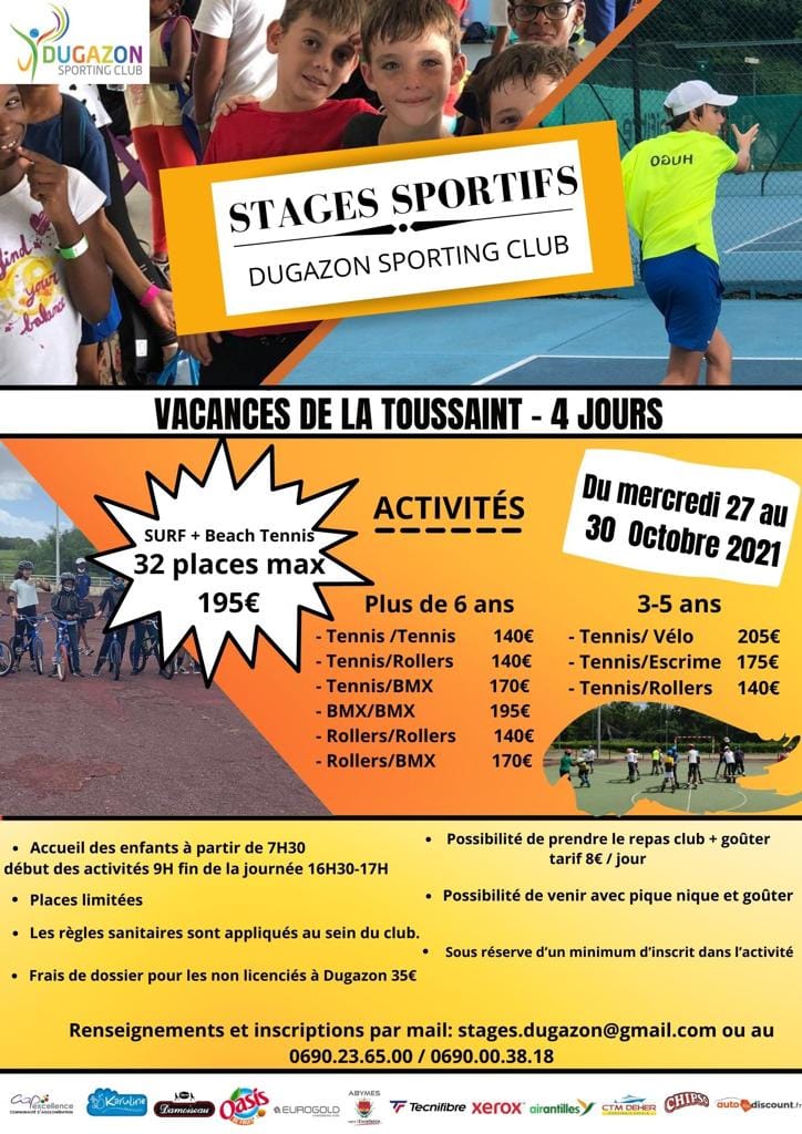 Vacances de la Toussaint- Abymes – Stage sportif – à partir de 3 ans