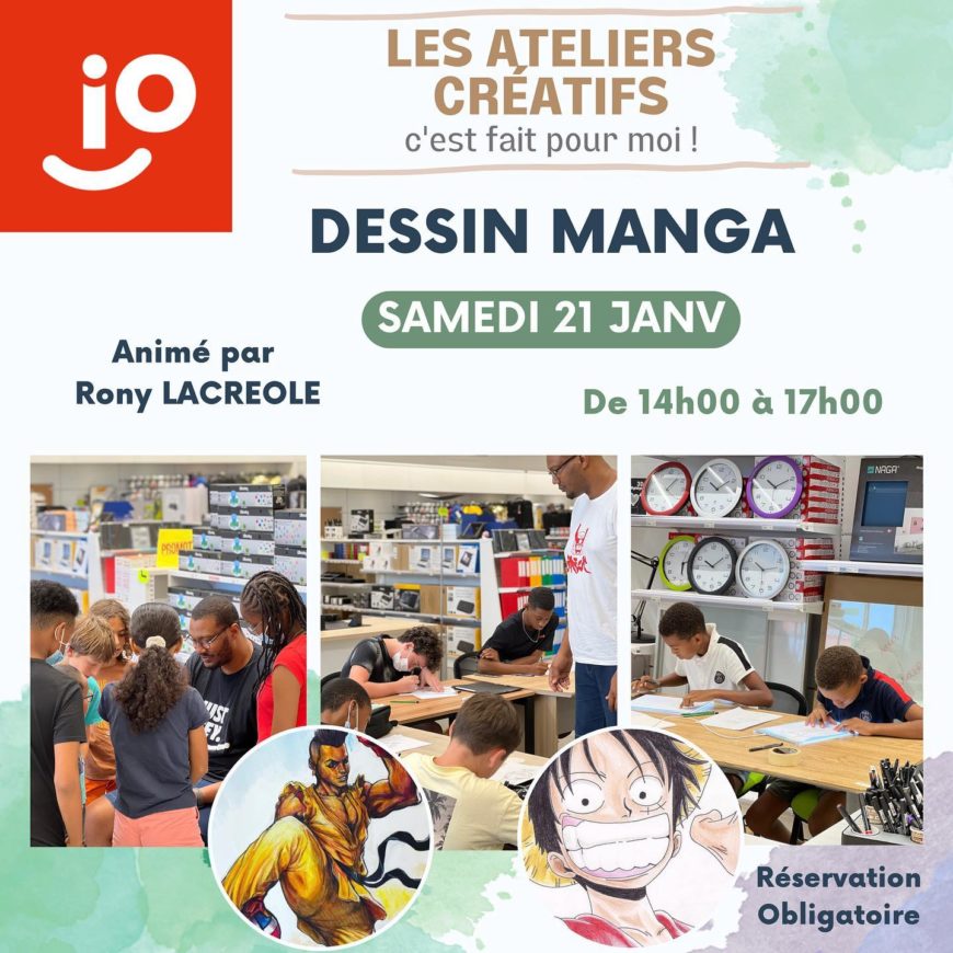 Atelier Dessin Manga, samedi 21 janvier de 14h à 17h !  🤩