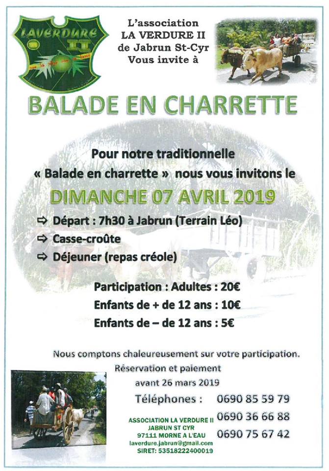 BALADE EN CHARRETTE – 7 avril – Morne à L’eau