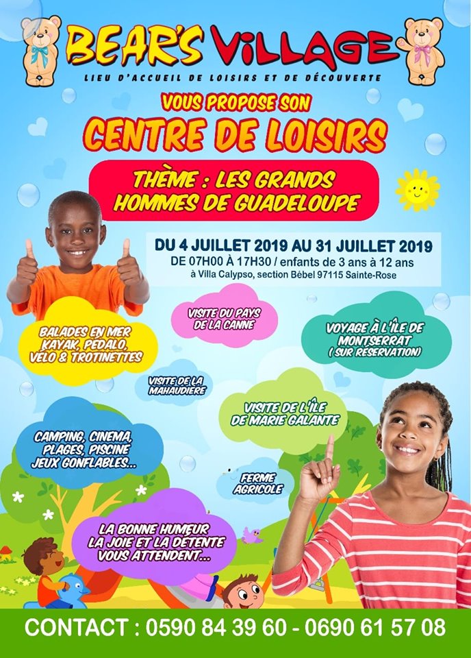 Centre de loisirs – Bears Village du 4 au 31 juillet  de 3 à 12 ans – Sainte Rose