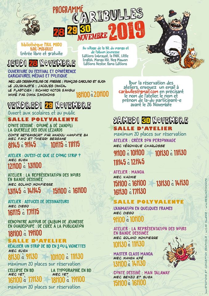Caribulles 2019, des animations, des ateliers, BD, Manga et de l’Album de Jeunesse ! C’est gratuit