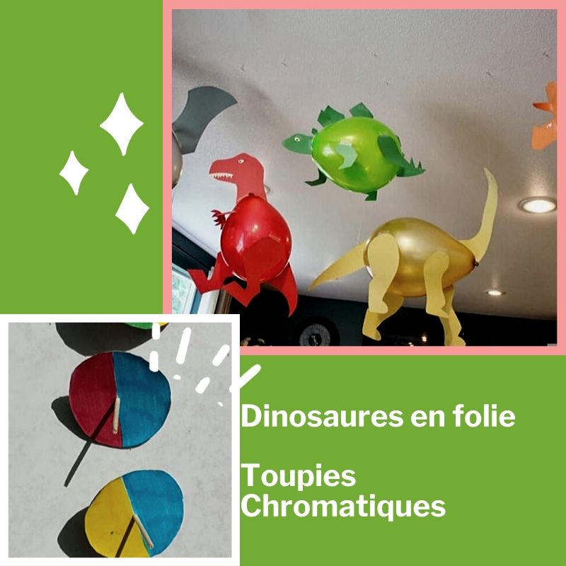 Dinosaures en folie  et les toupies chromatiques