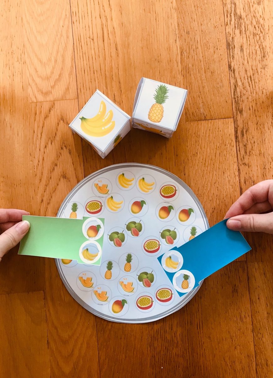 Jeu à imprimer et fabriquer avec nos fruits locaux en partenariat avec Kreakids
