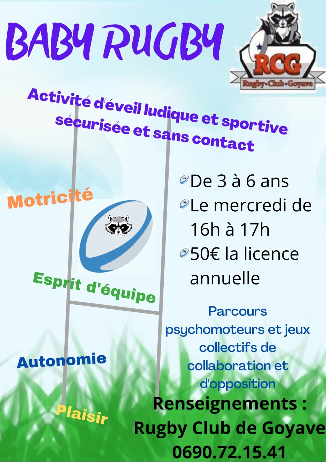 Baby Rugby le mercredi à Goyave : 3 à 6 ans