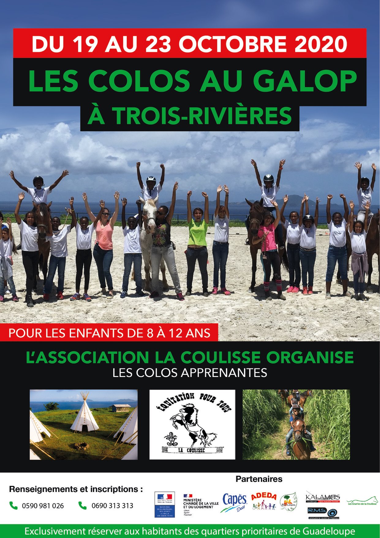 Vacances de Toussaint : Les colos au galop à Trois rivières 8/12 ans