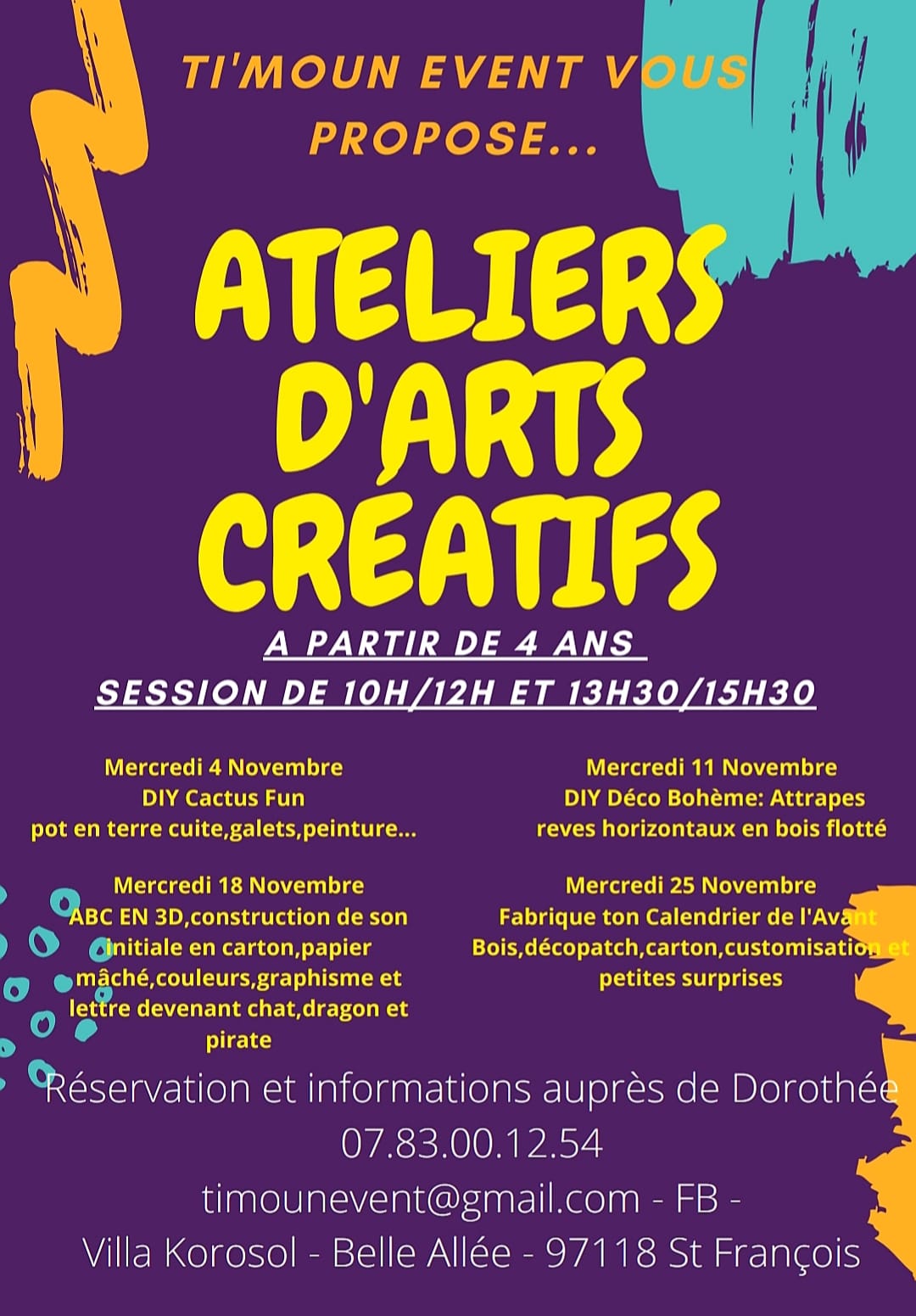 Vacances de toussaint – Ateliers d’arts créatifs d’halloween St François