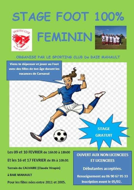 Vacances de carnaval – Stage de foot féminin – Baie Mahault