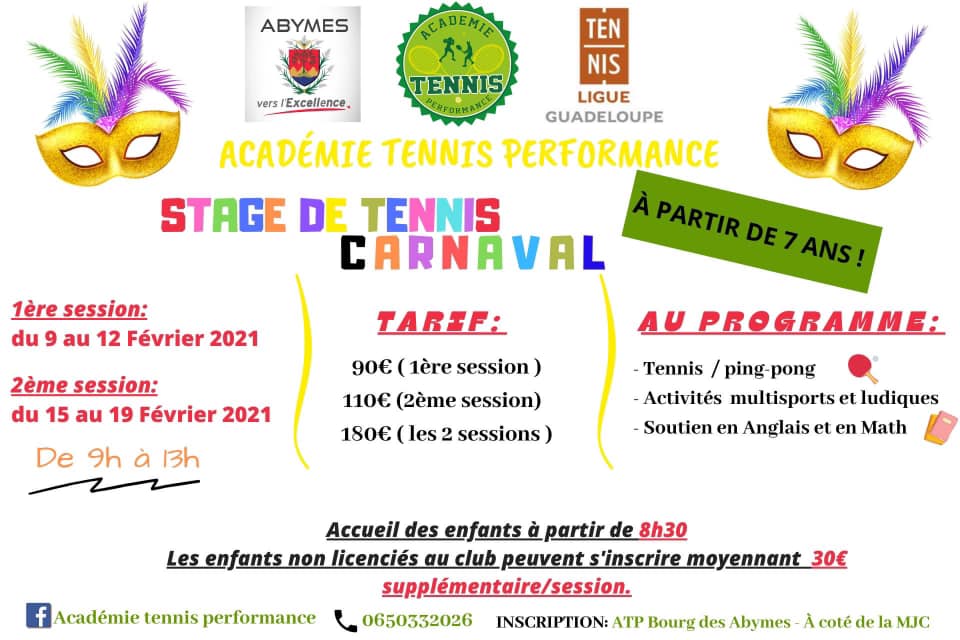 Vacances de Carnaval – Stage de tennis-Abymes