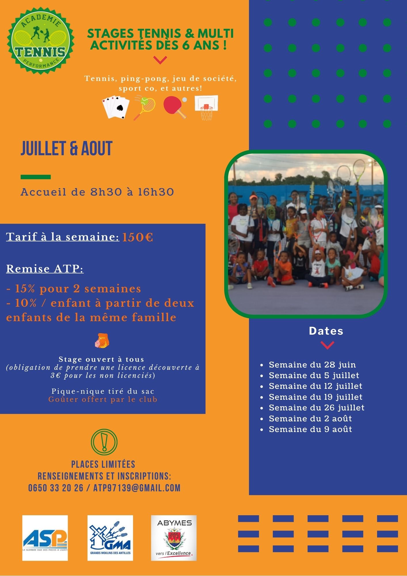 Stage de tennis et multi activités à partir de 6 ans – Abymes