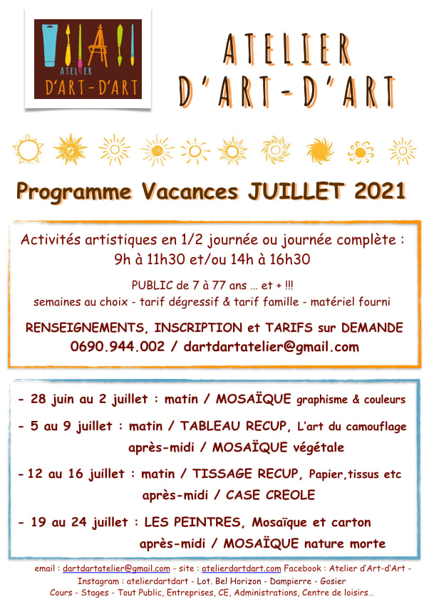 Art Créatif en juillet – 7/77 ans