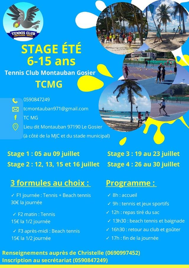 Stage de Tennis en Juillet  6/15 ans