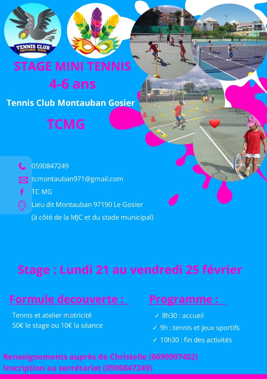 Stage de tennis- Vacances de Carnaval – Gosier